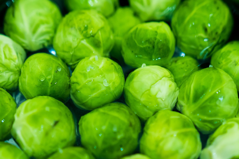 washed raw brussels sprouts