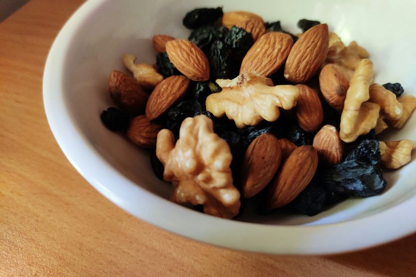 A bowl of mixed nuts.