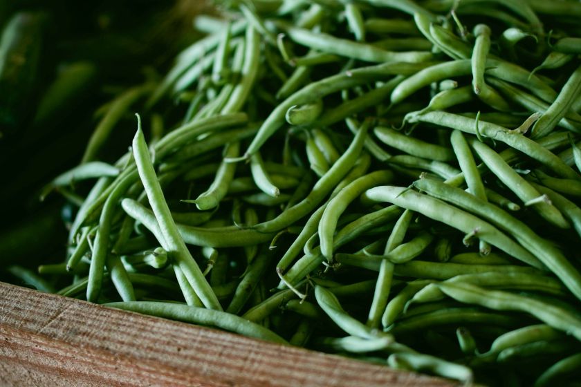 A bunch of fresh green beans.